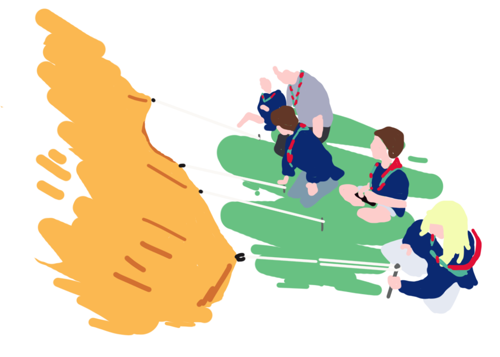 Spejdere sætter telt op